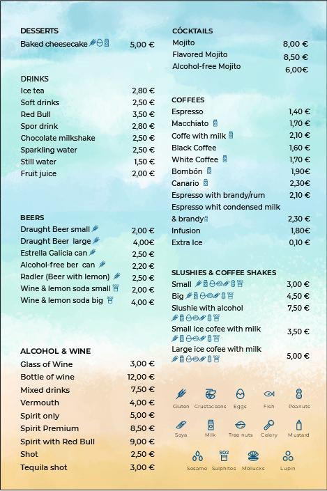 La Negrita Beach menu (2/2)